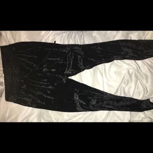 Black velvet joggers